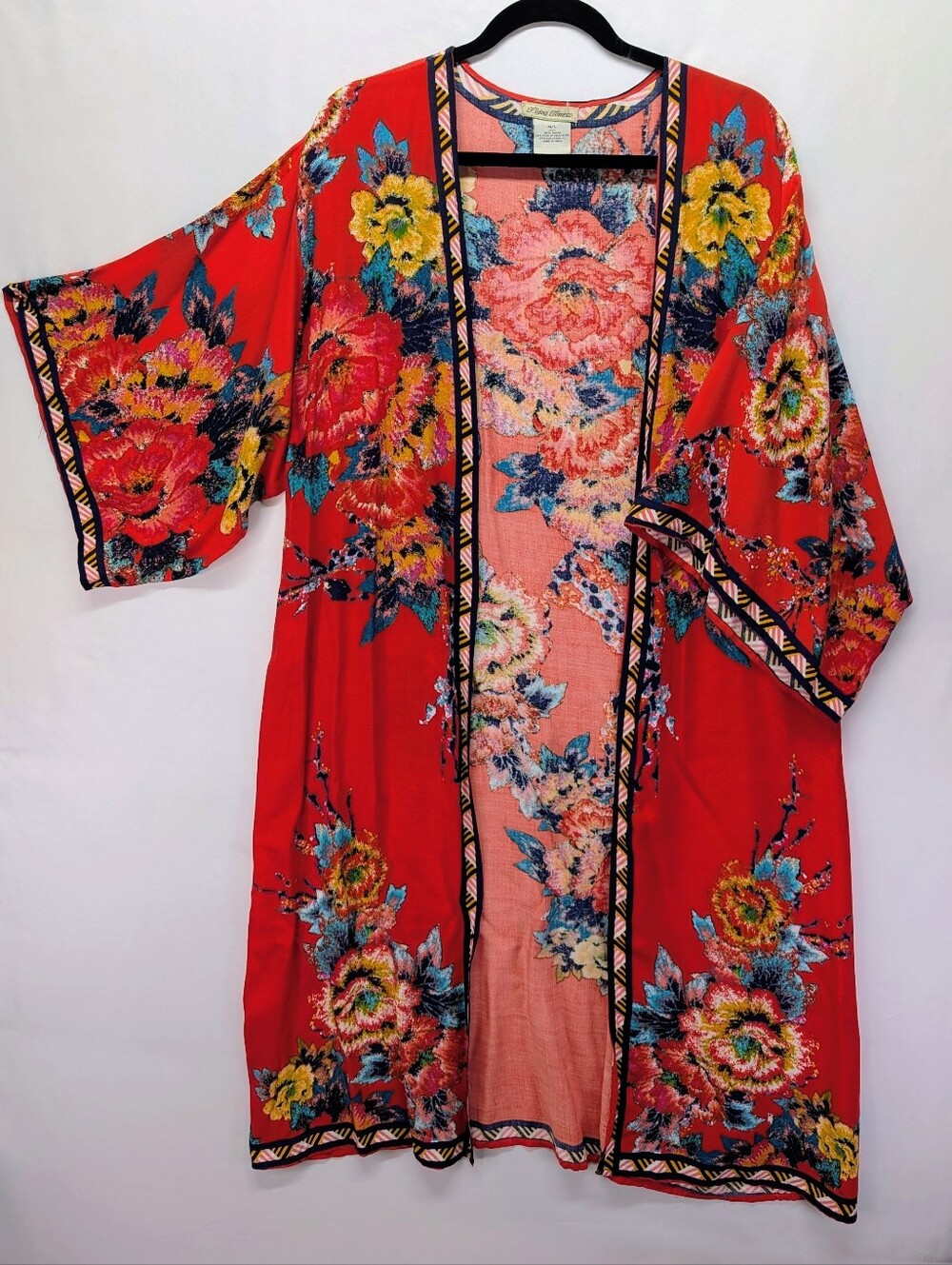 Flying Tomato Vibrant Red Floral Kimono Cover-Up